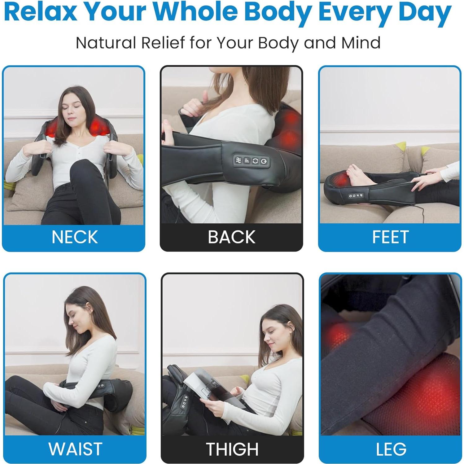 Masajeador de Cuello y Espalda Shiatsu BOFEUNNG con Calor