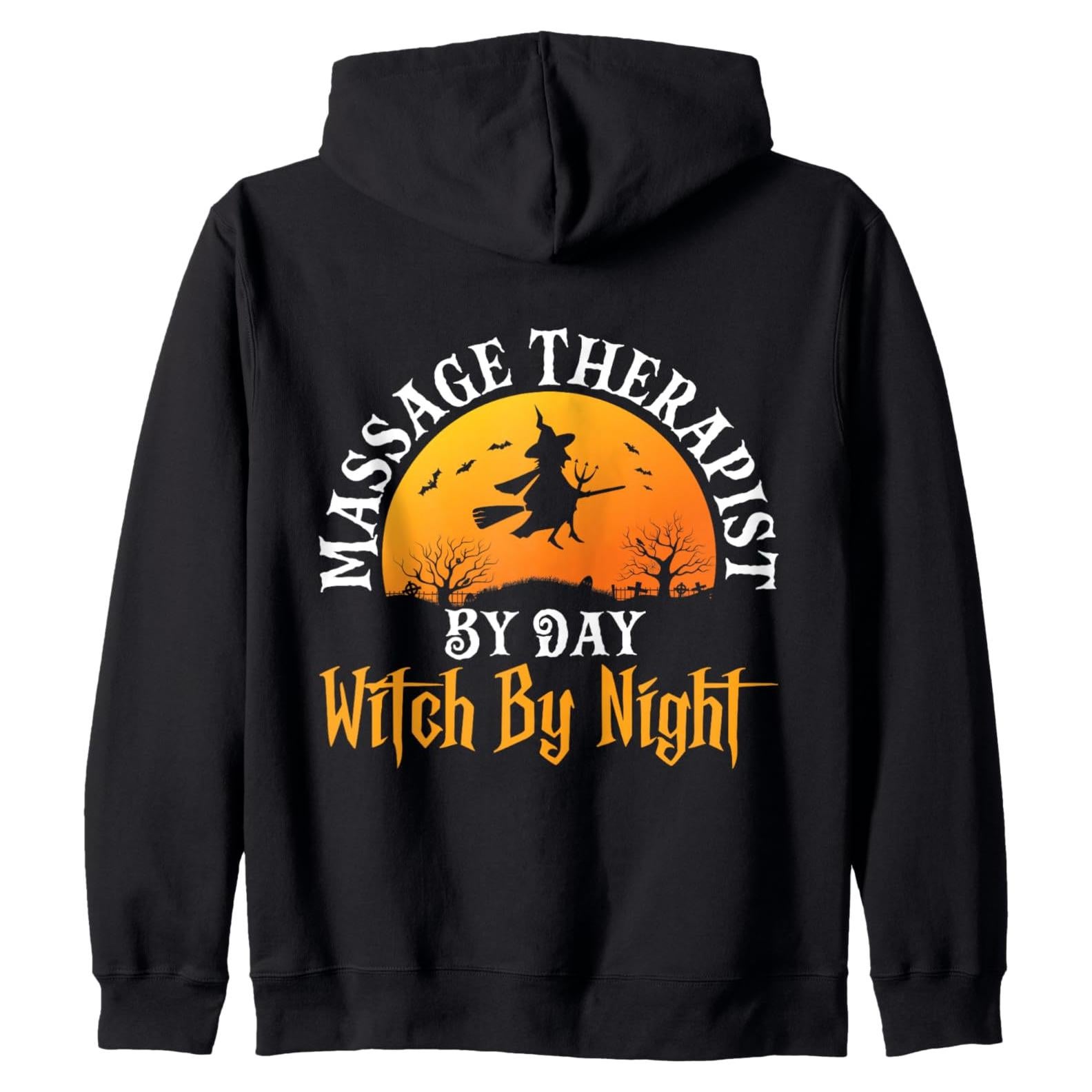 Massage Therapist Witch Halloween Costume Shiatsu Massager Zip Hoodie