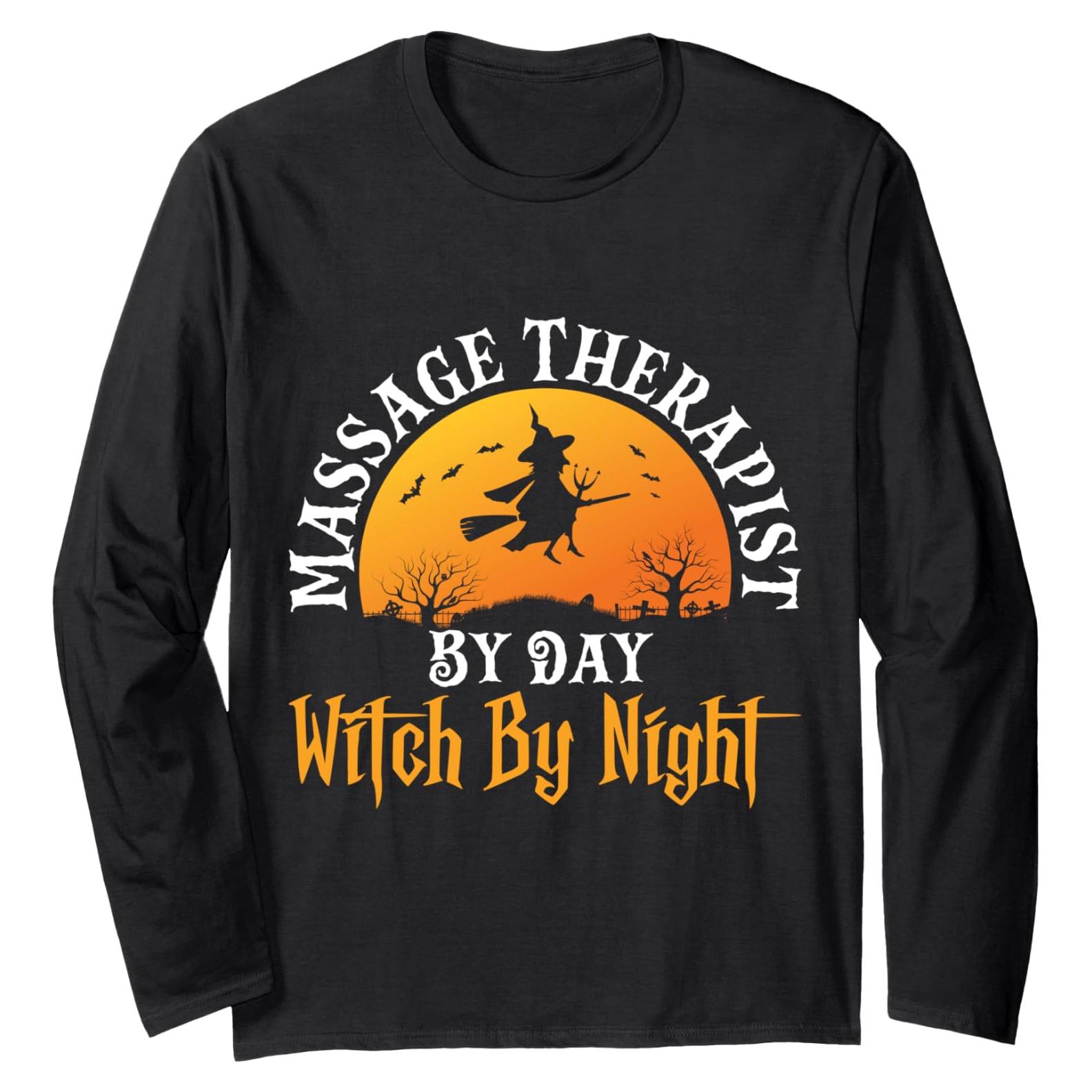 Massage Therapist Witch Halloween Costume Shiatsu Massager Long Sleeve T-Shirt