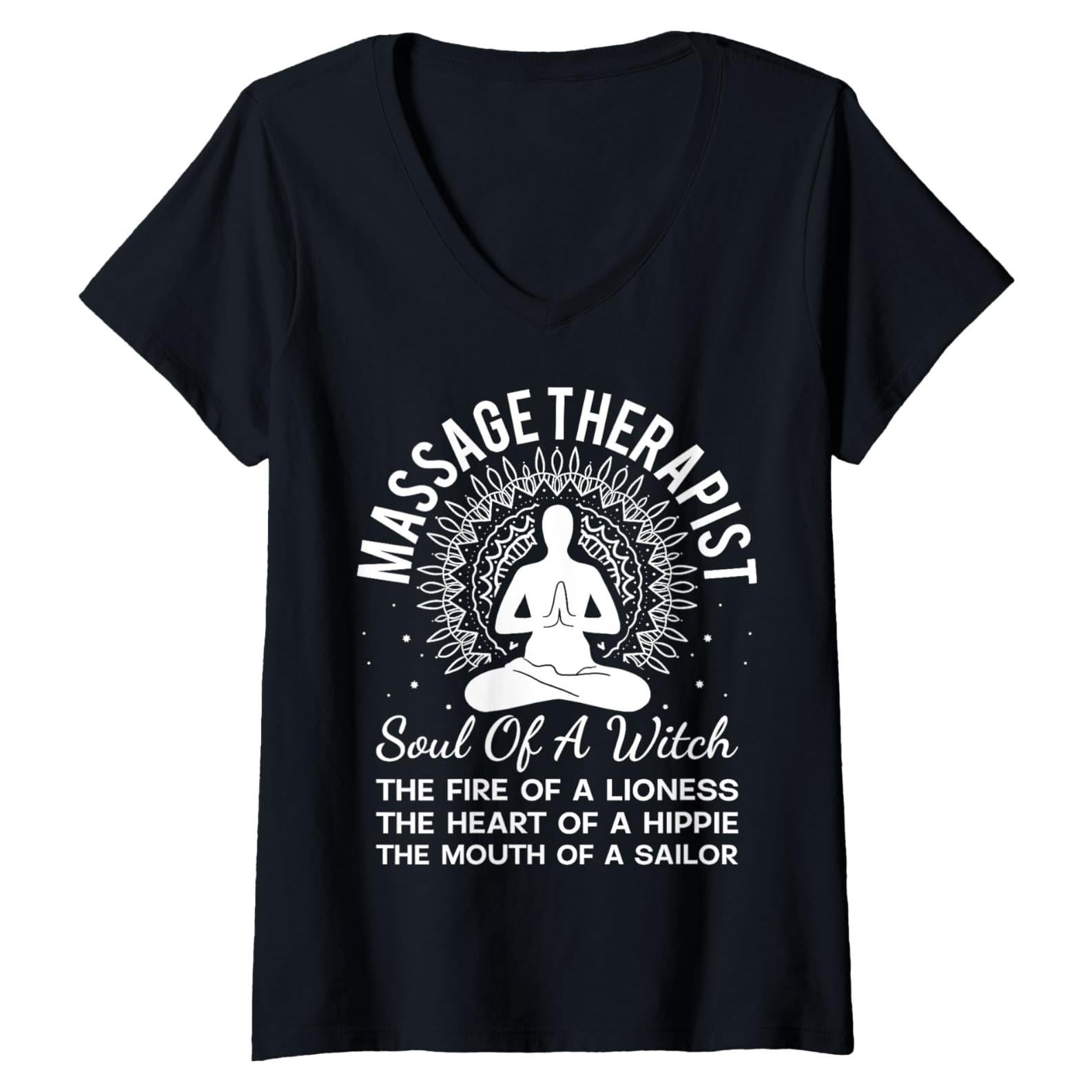 Camiseta V-Cuello Masajista Terapeuta Ropa Meditación Mujer