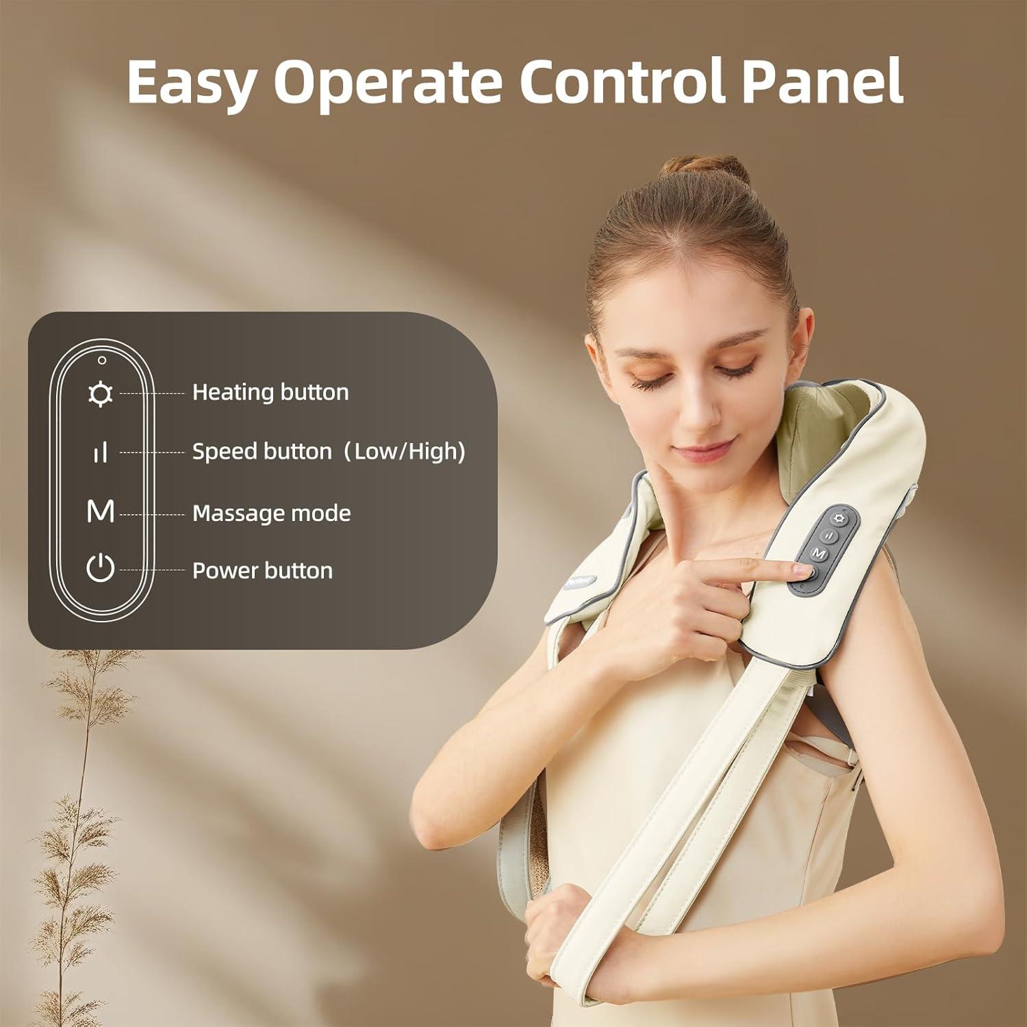 Masajeador de Cuello Inalámbrico Perlevi N27B con Calor 6D