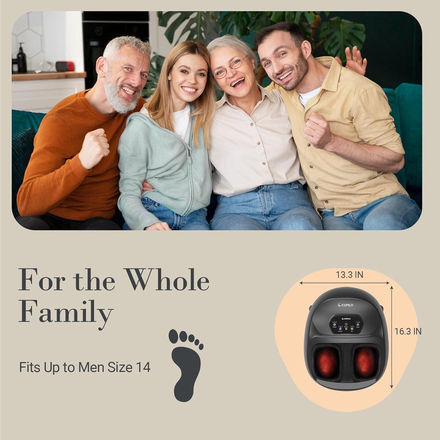 Masajeador de pies CuPiLo con calor y control remoto, 3 niveles