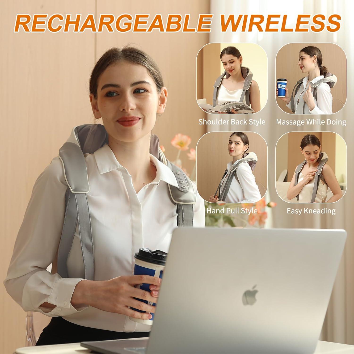 Masajeador de Cuello Shiatsu Evebless 5D Inalámbrico con Calor