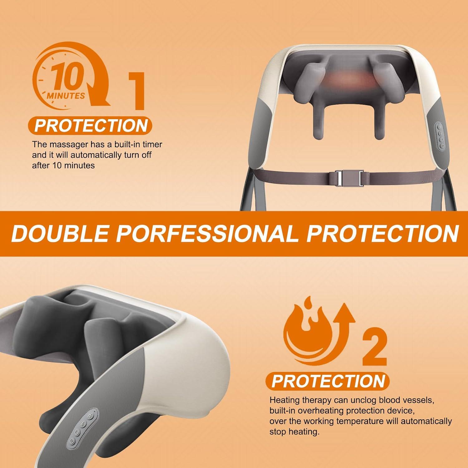 Masajeador de Cuello Shiatsu Evebless 5D Inalámbrico con Calor