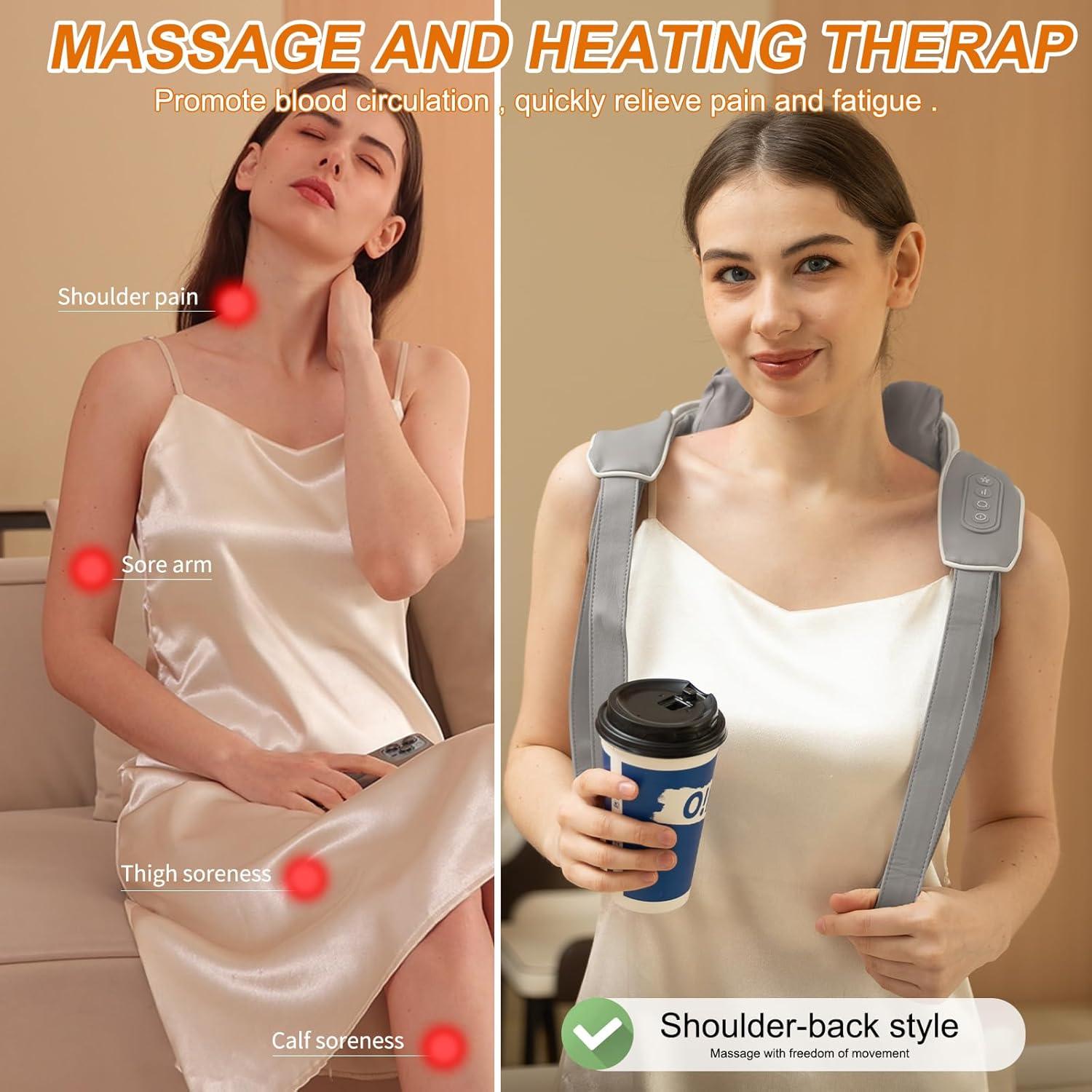Masajeador de Cuello Shiatsu Evebless 5D Inalámbrico con Calor