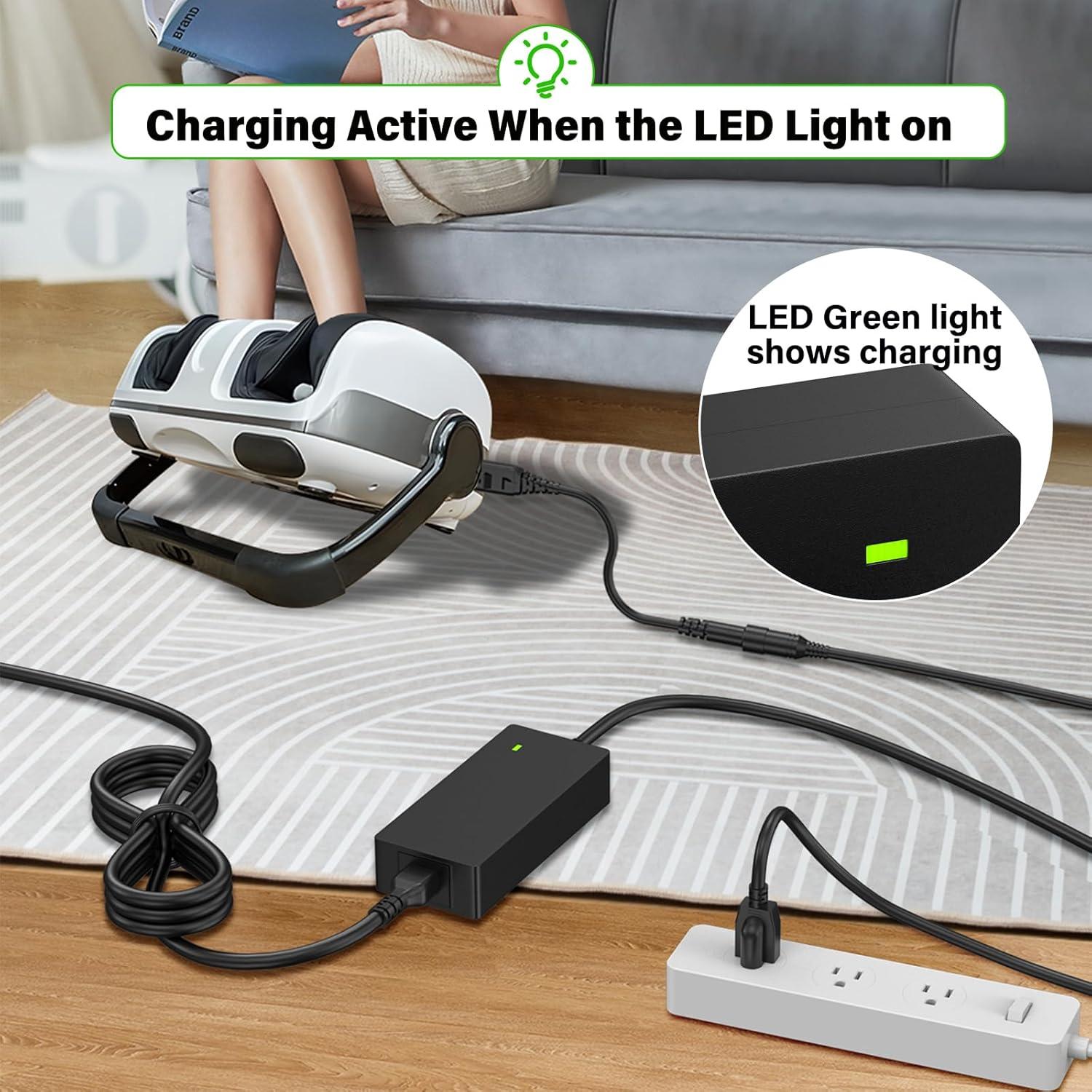 24V Foot Massager Charger Fit for Cloud Massage Shiatsu Foot Massage Machine 9486098094, Power Cord AC Adapter for Cloud Massage Feet Massager Deep Kneading with Heat Therapy XH2400-2500 XH24002500