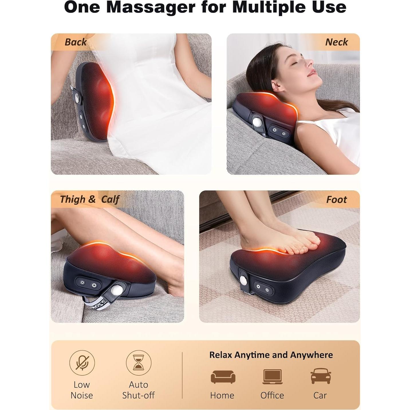 Masajeador de Espalda KNQZE con Calor 4D, Alivio Dolor Tejido Profundo