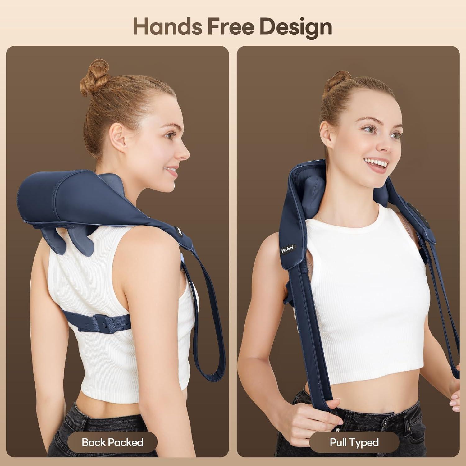 Masajeador de Cuello Inalámbrico Perlevi N27A con Calor 6D