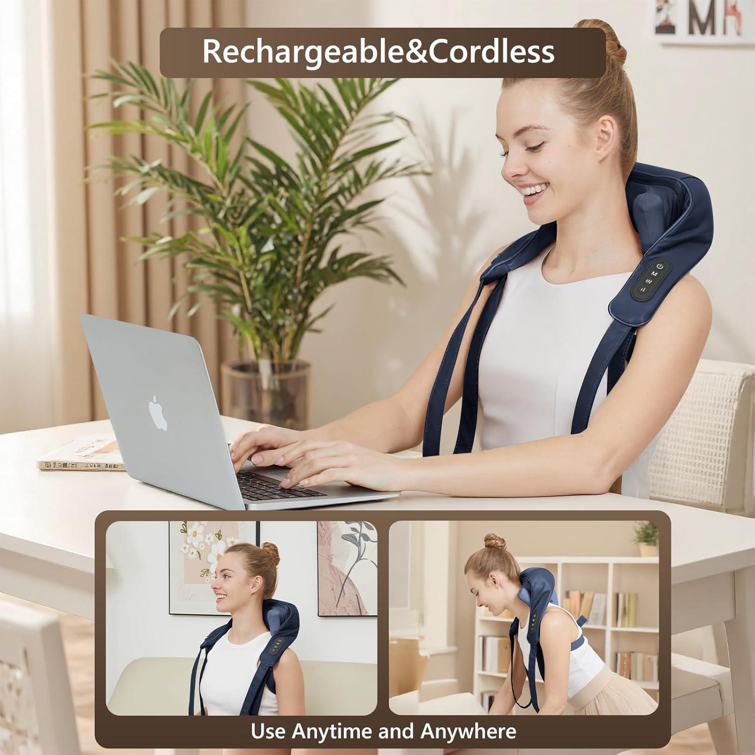 Masajeador de Cuello Inalámbrico Perlevi N27A con Calor 6D