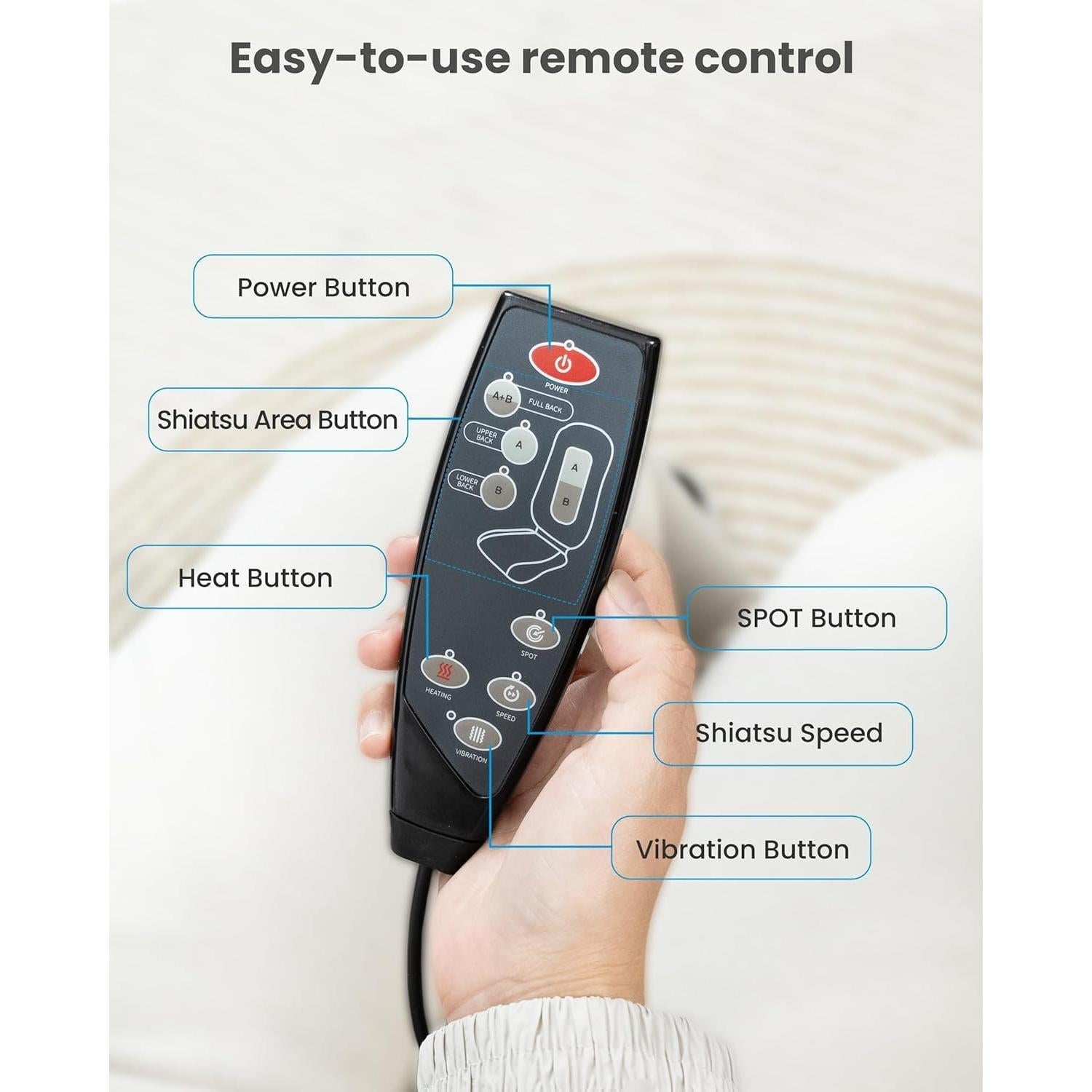 Masajeador Shiatsu COMFIER con Calor y 2 Velocidades - Espalda Completa