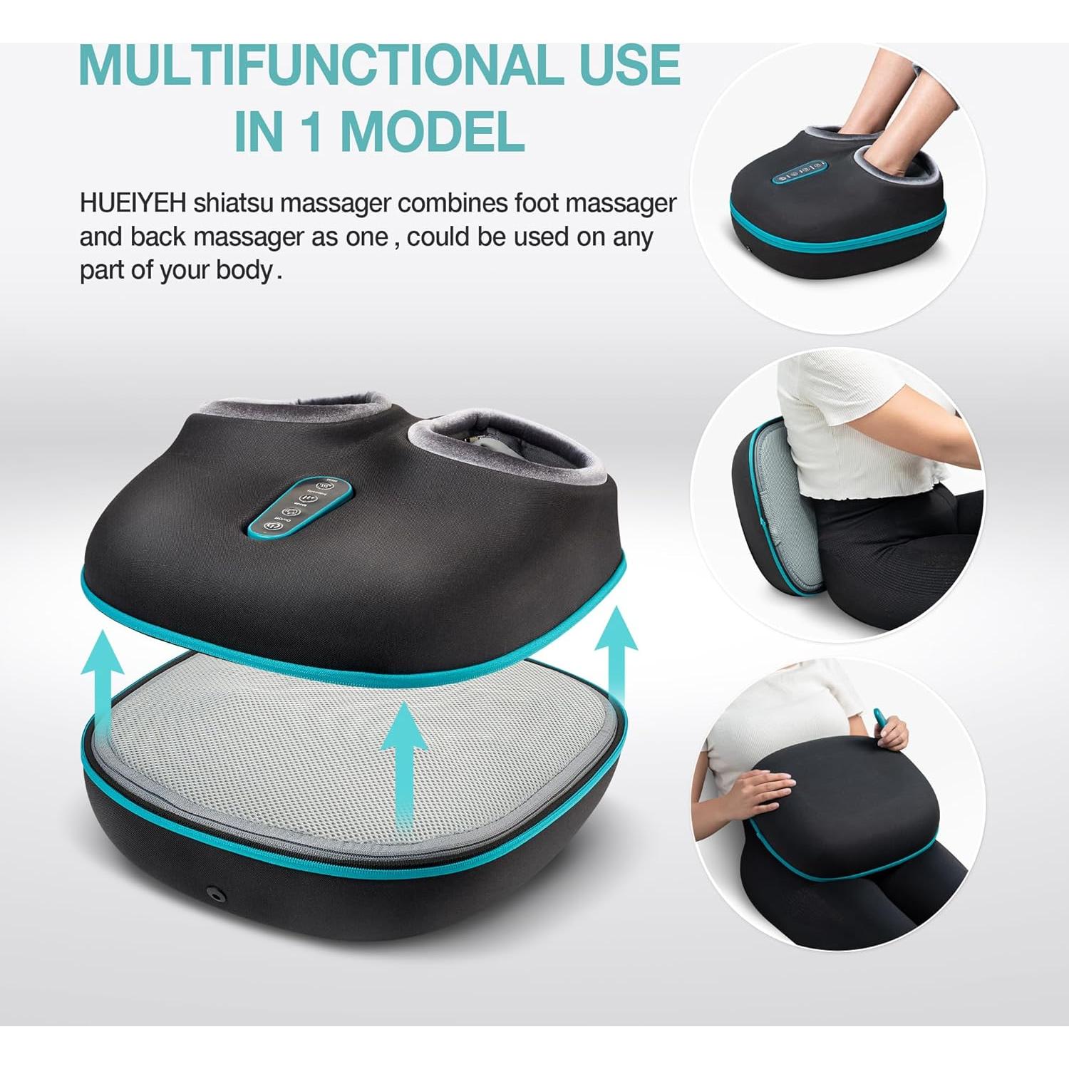 Masajeador de pies y espalda HUEIYEH 2 en 1 Shiatsu con calor