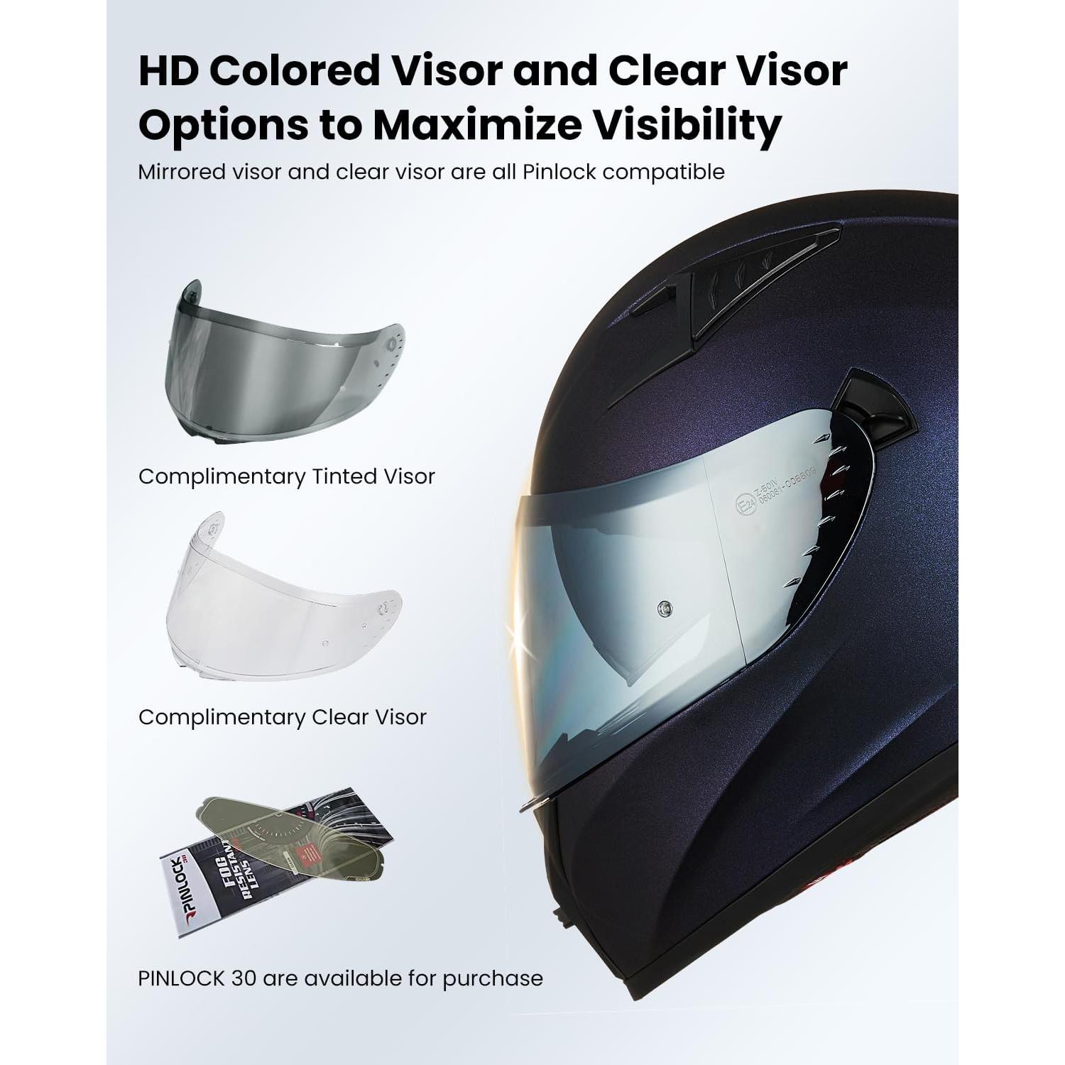 Casco de motocicleta ILM Z501 rojo con 2 viseras y aletas