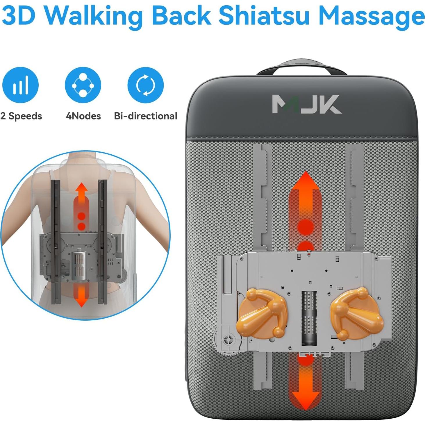 Masajeador de Espalda Shiatsu HMMSYLVA 3D Recargable Gris
