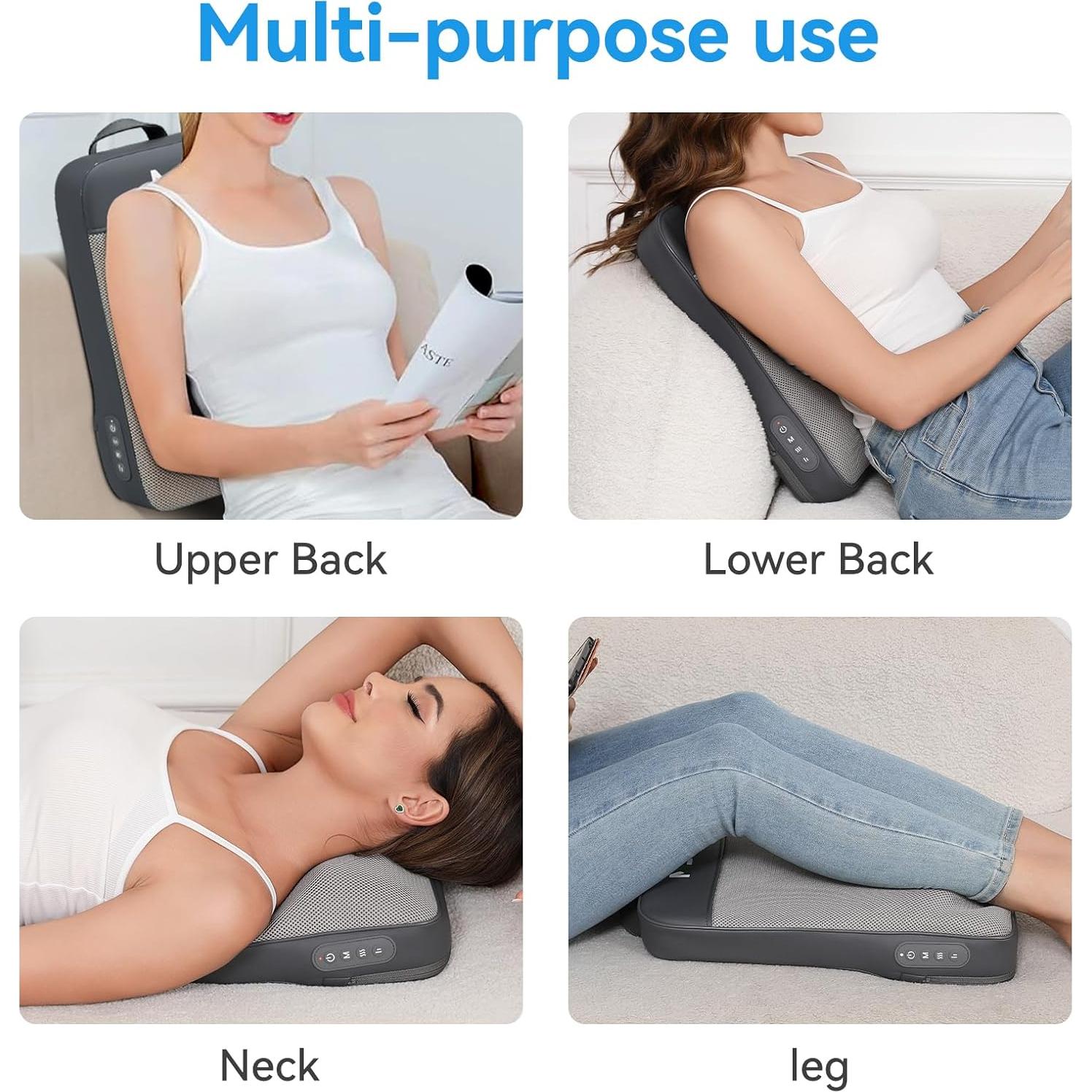 Masajeador de Espalda Shiatsu HMMSYLVA 3D Recargable Gris