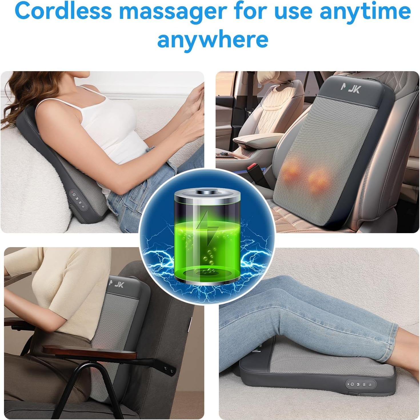 Masajeador de Espalda Shiatsu HMMSYLVA 3D Recargable Gris