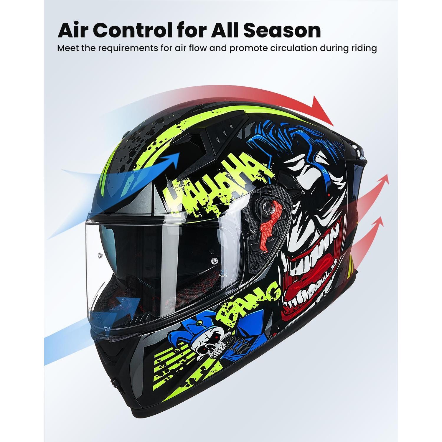 Casco de motocicleta ILM Z501 rojo con viseras y aletas