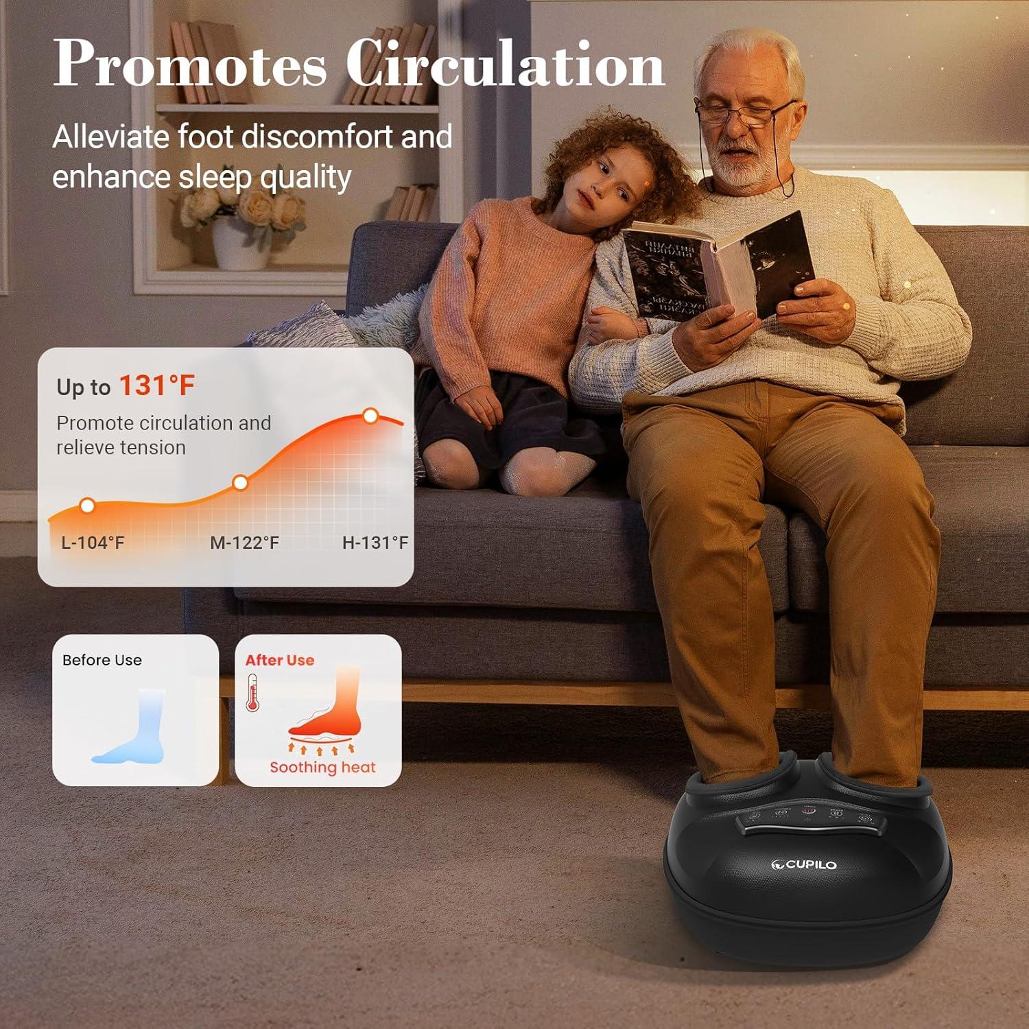 Masajeador de pies CuPiLo Shiatsu con calor y control remoto