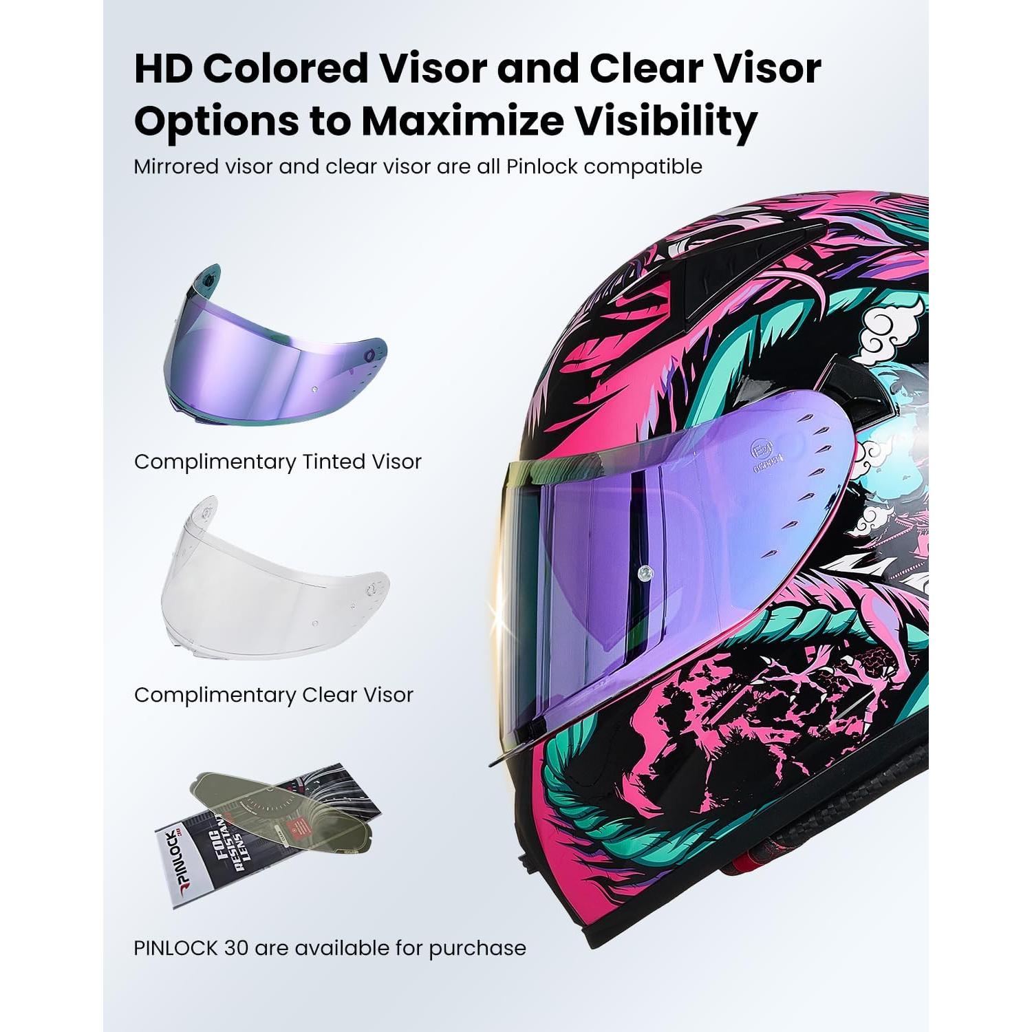 Casco de motocicleta ILM Z501 rojo con 2 viseras y ventilación