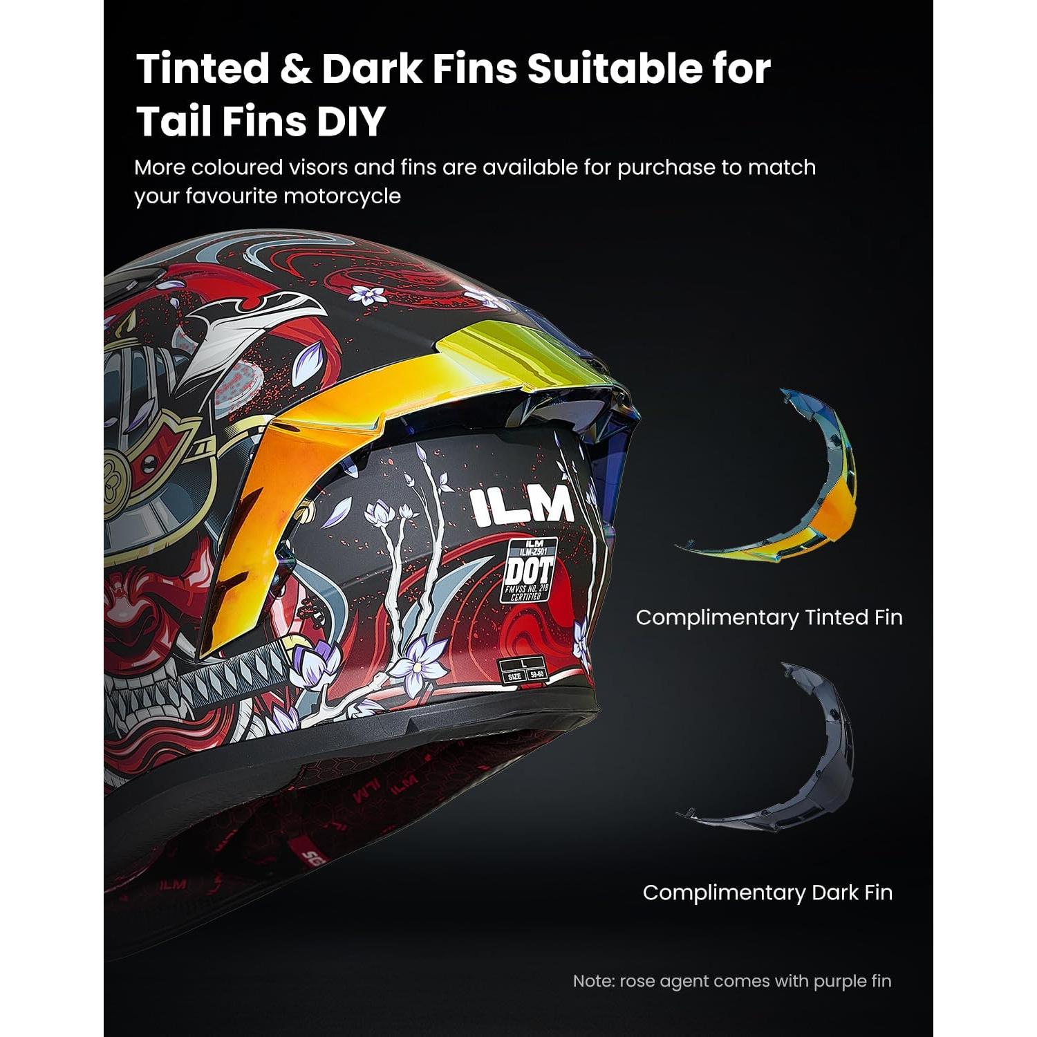 Casco de motocicleta ILM Z501 rojo con viseras y aletas