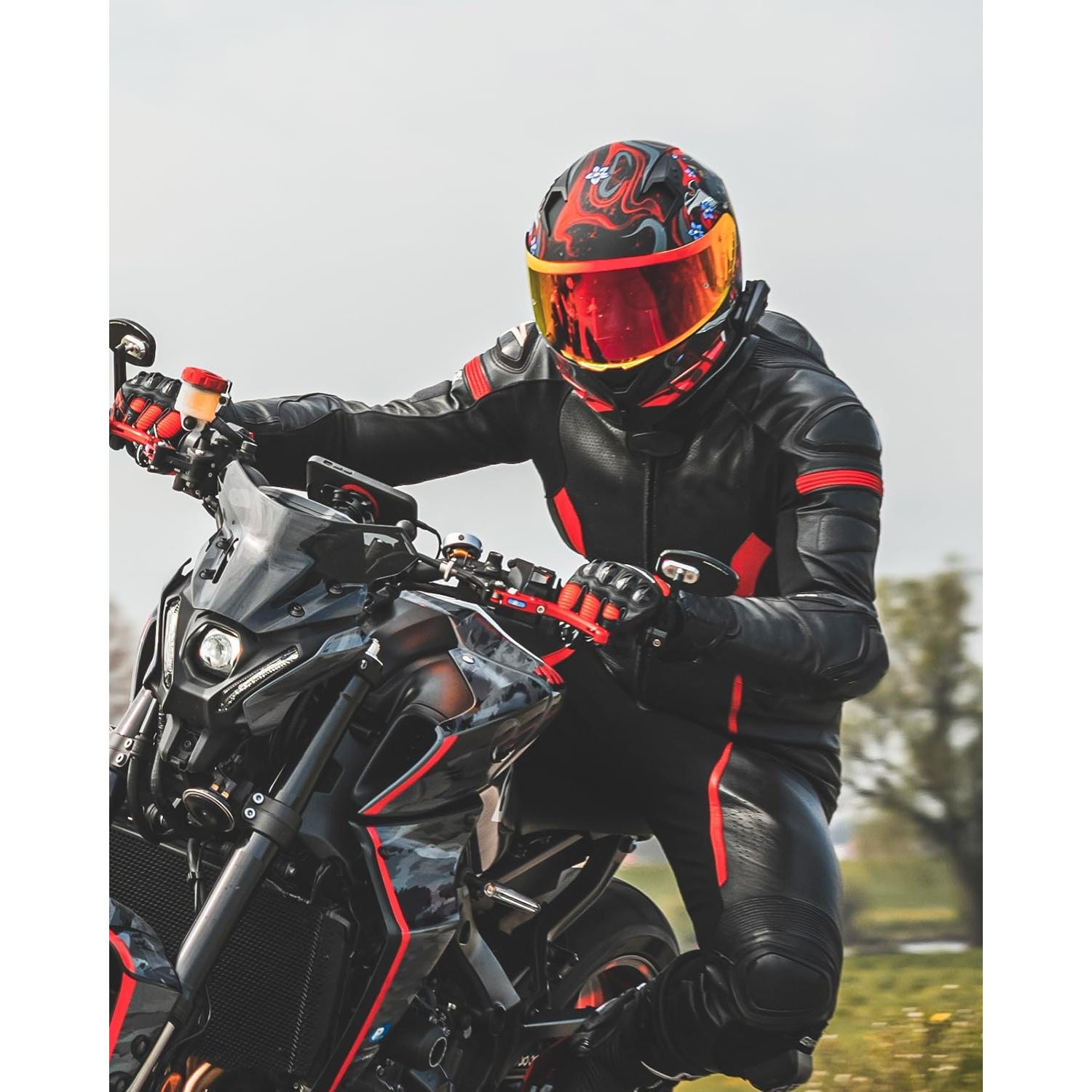 Casco de motocicleta ILM Z501 rojo con viseras y aletas