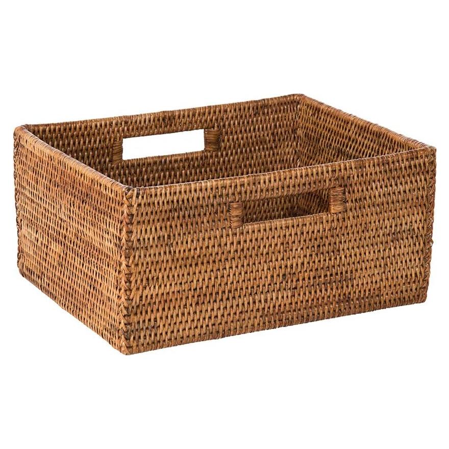 KOUBOO La Jolla Rattan Shelf Handles, Medium, Honey-Brown Storage Basket,