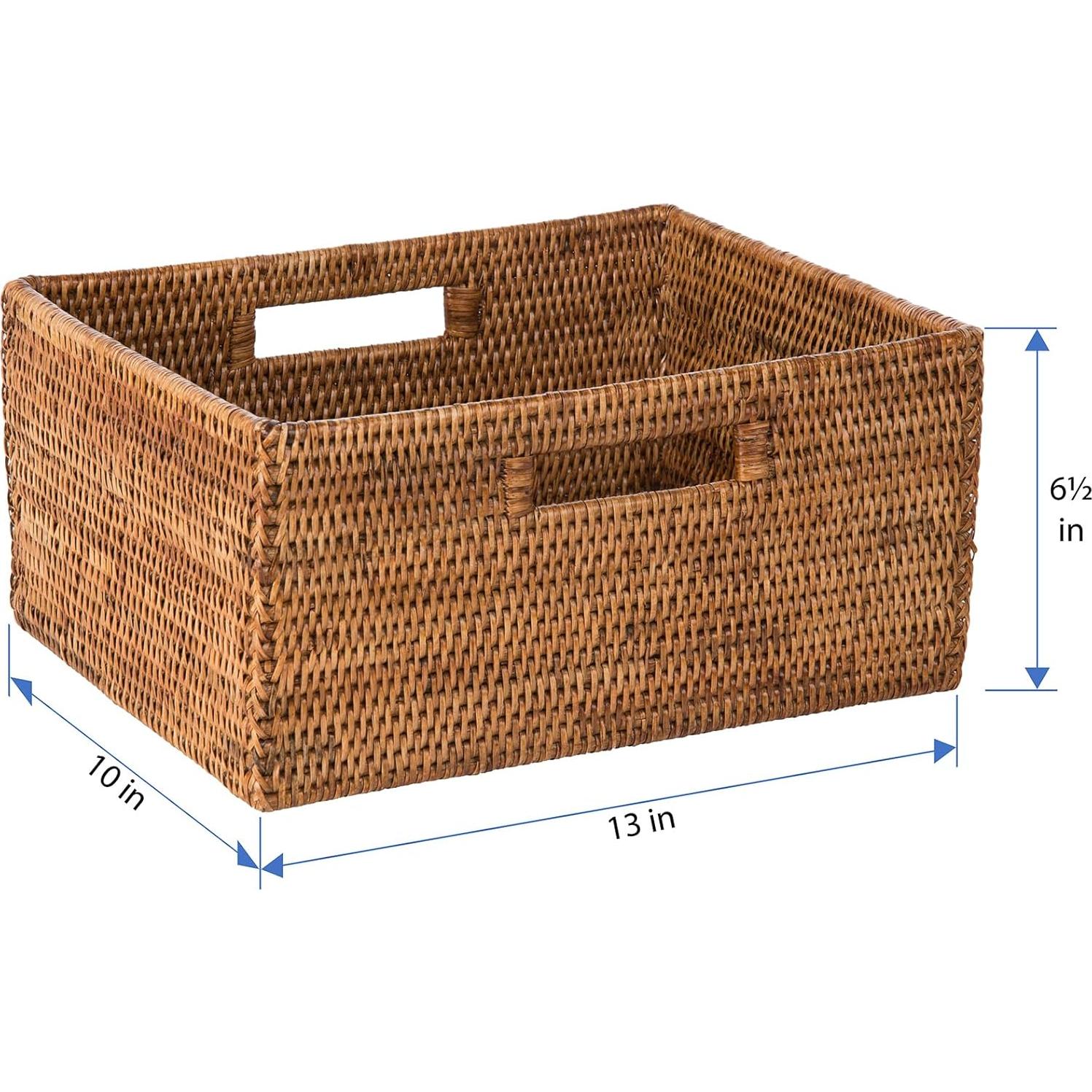 KOUBOO La Jolla Rattan Shelf Handles, Medium, Honey-Brown Storage Basket,