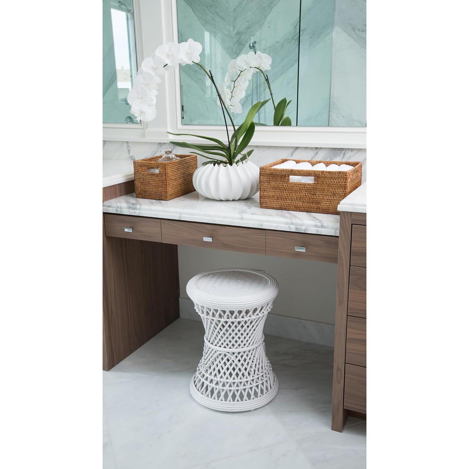 KOUBOO La Jolla Rattan Shelf Handles, Medium, Honey-Brown Storage Basket,