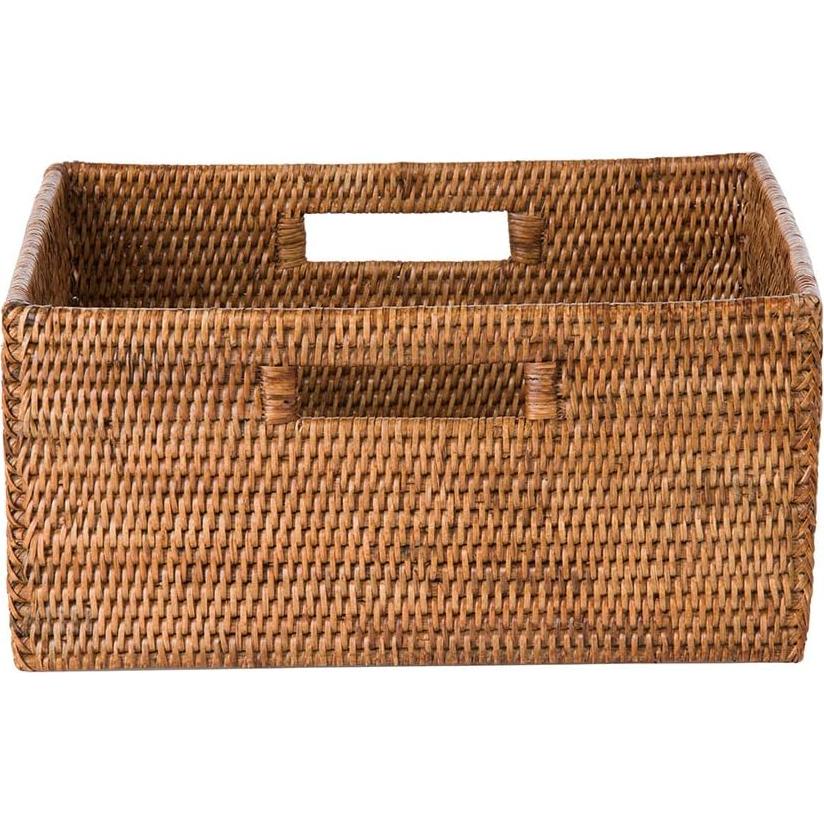 KOUBOO La Jolla Rattan Shelf Handles, Medium, Honey-Brown Storage Basket,
