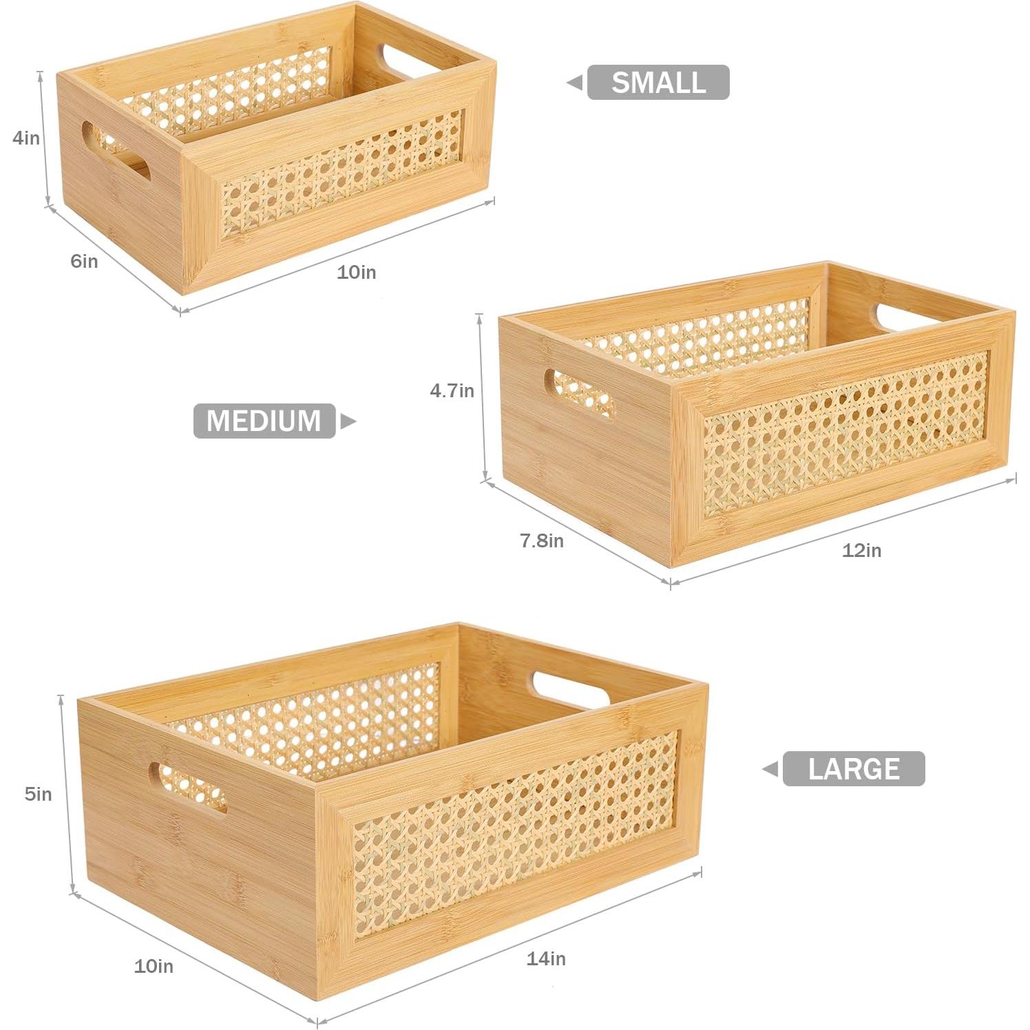 Conjunto de 3 Cestas de Almacenamiento ANMINY de Bambú