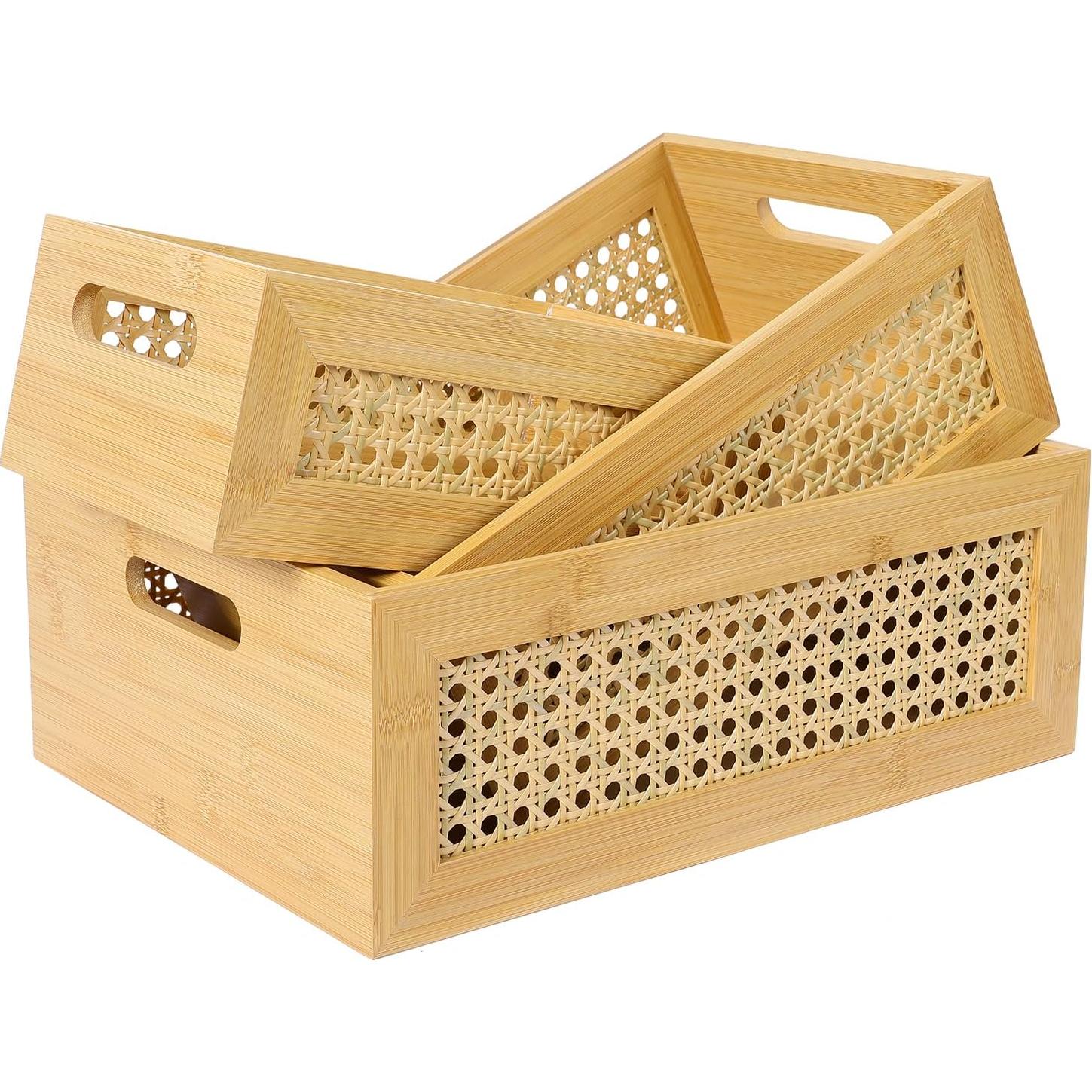 Conjunto de 3 Cestas de Almacenamiento ANMINY de Bambú