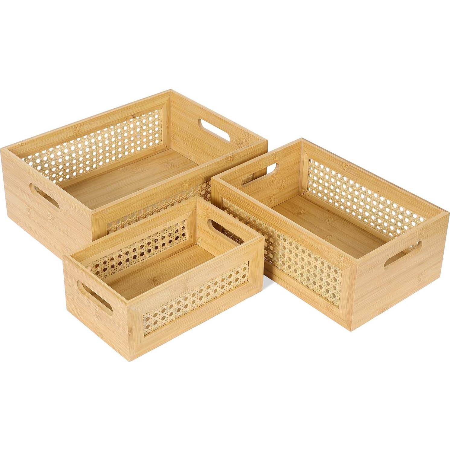 Conjunto de 3 Cestas de Almacenamiento ANMINY de Bambú