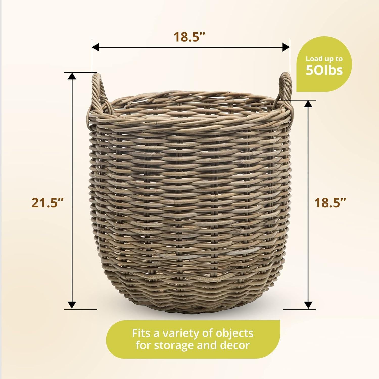 Cesta de Almacenamiento Redonda KOUBOO de Rattan 46.99 cm