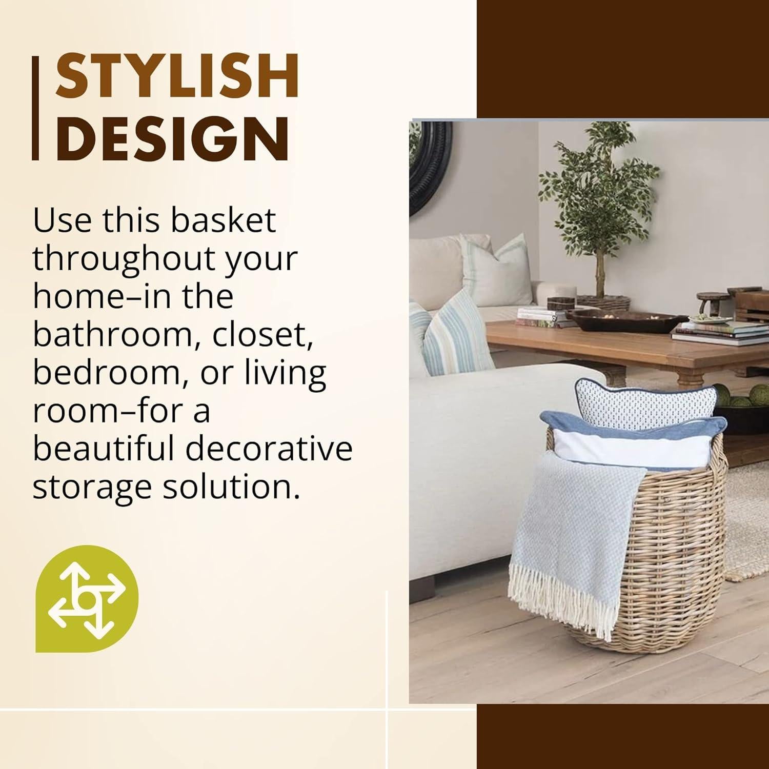 Cesta de Almacenamiento Redonda KOUBOO de Rattan 46.99 cm