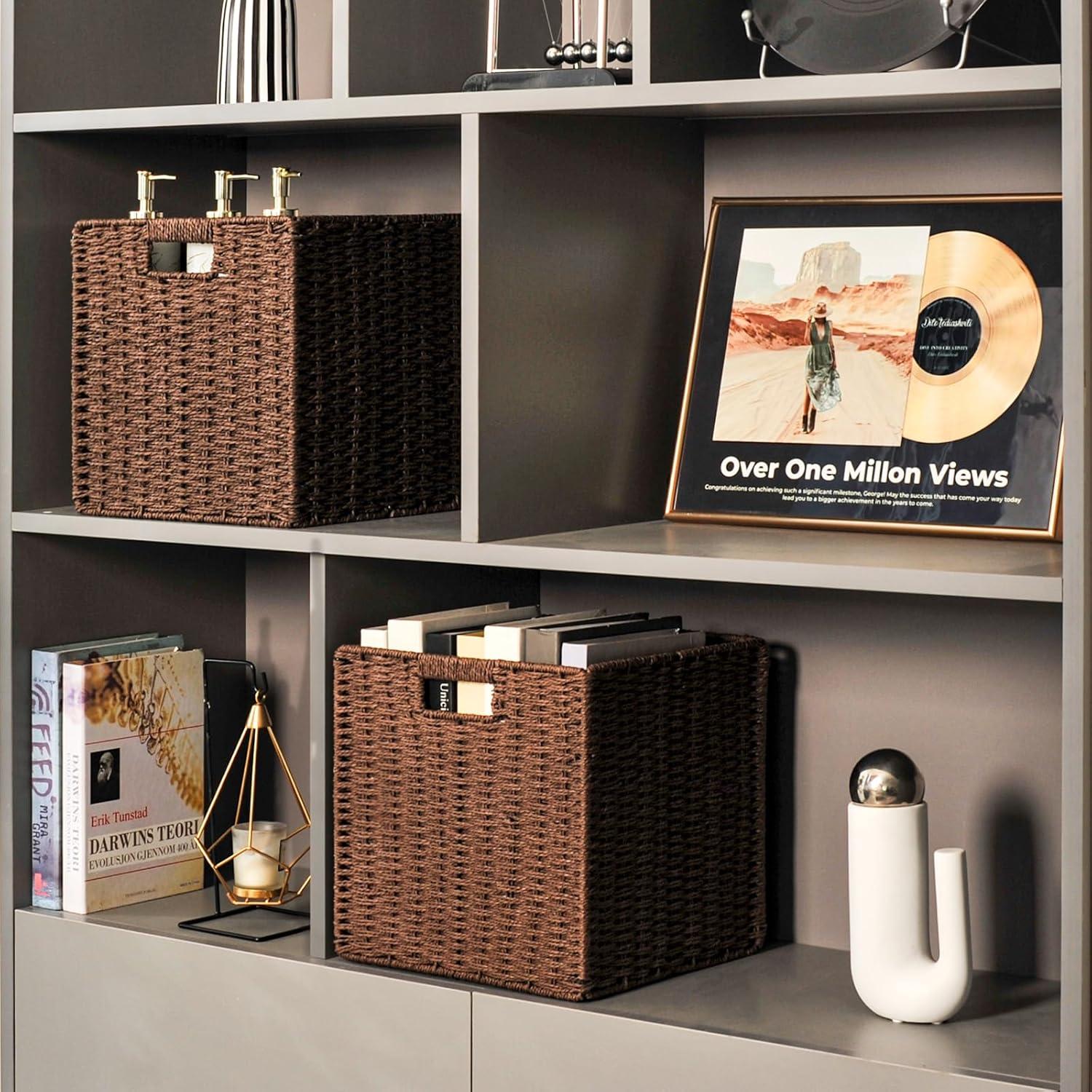 Cestas de Almacenamiento de Mimbre ICERZCZ 28x26x28 cm 2 Pzas