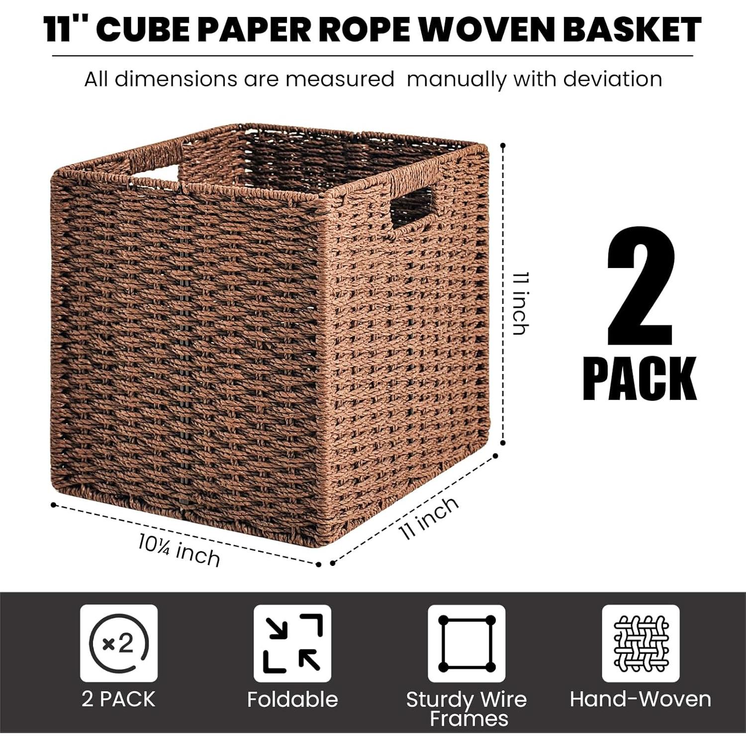 Cestas de Almacenamiento de Mimbre ICERZCZ 28x26x28 cm 2 Pzas