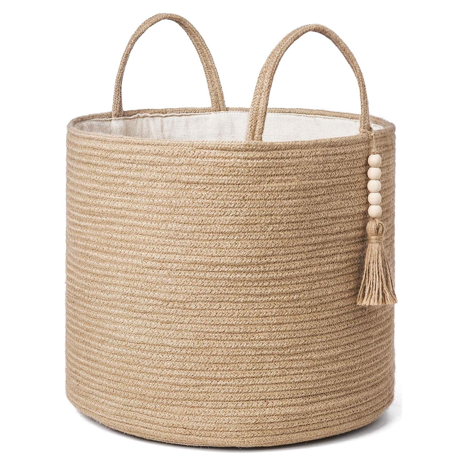 Cesta de Almacenamiento Tejida Mkono Yute 40.6x35.1cm Decorativa