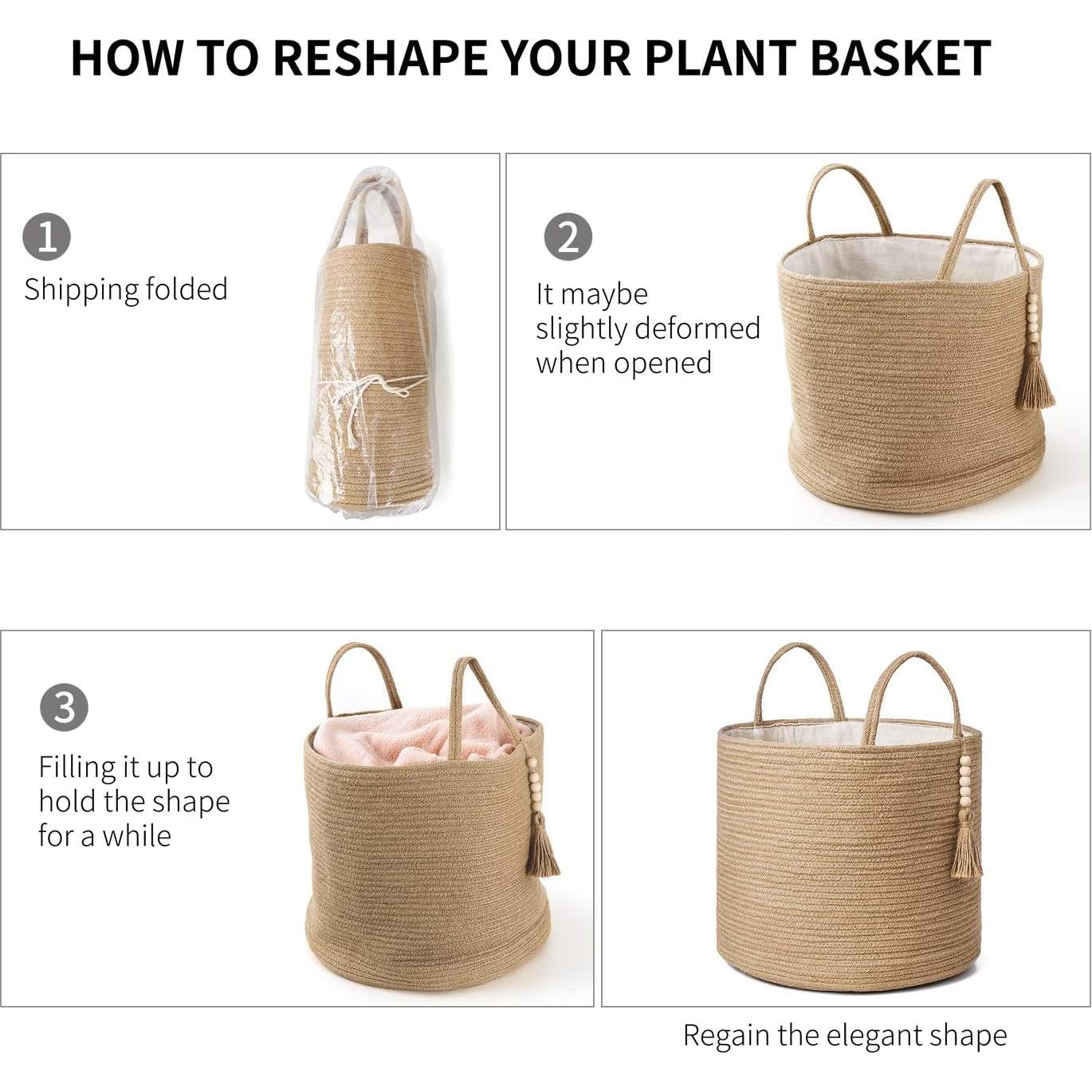 Cesta de Almacenamiento Tejida Mkono Yute 40.6x35.1cm Decorativa