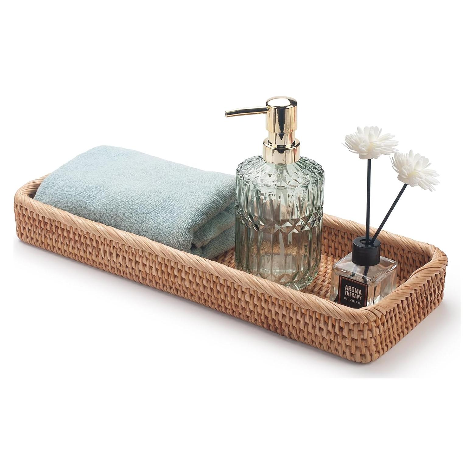Bandeja de baño DECRAFTS de ratán natural 41.5x15.5x5 cm