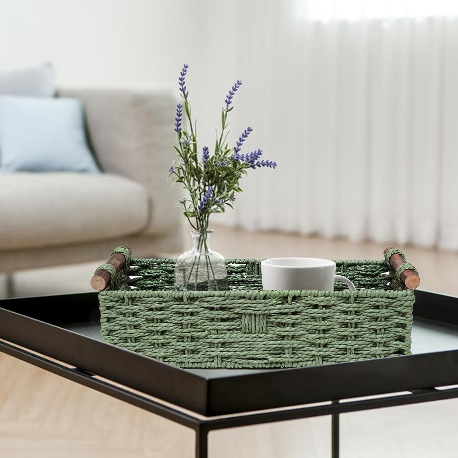 Cesta de Almacenamiento Hecha a Mano STOBSK Verde 36.8x16.8x9.5 cm