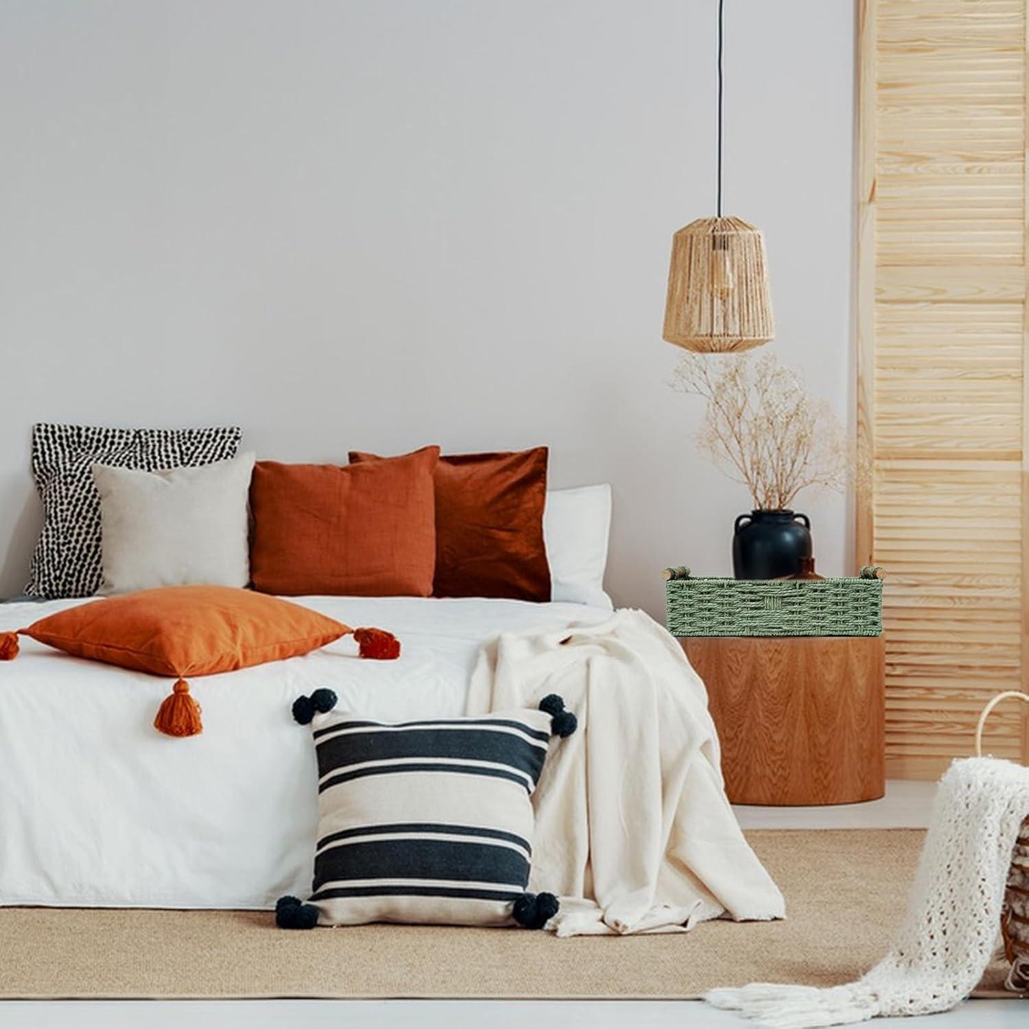 Cesta de Almacenamiento Hecha a Mano STOBSK Verde 36.8x16.8x9.5 cm