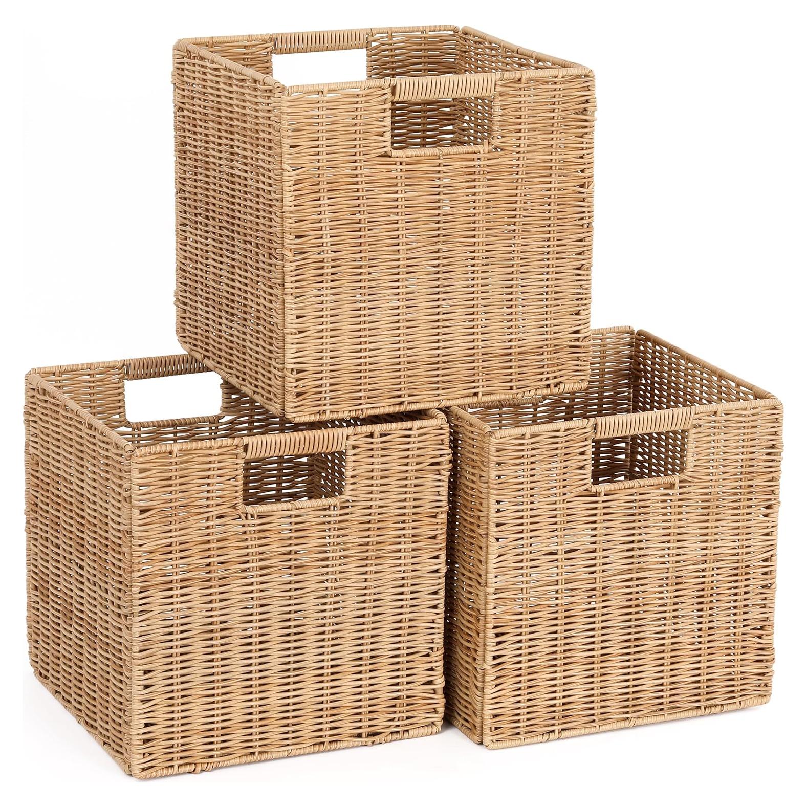 Cestas de Almacenamiento Plegables TAIMEI&G02 Caqui - Juego de 3