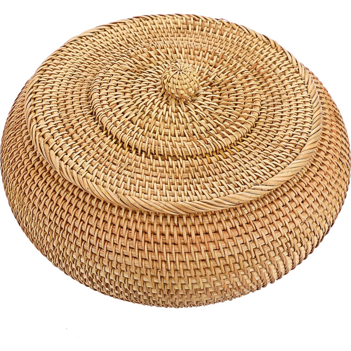 Cesta de Almacenamiento Redonda Hipiwe de Ratán Natural 22.6 cm