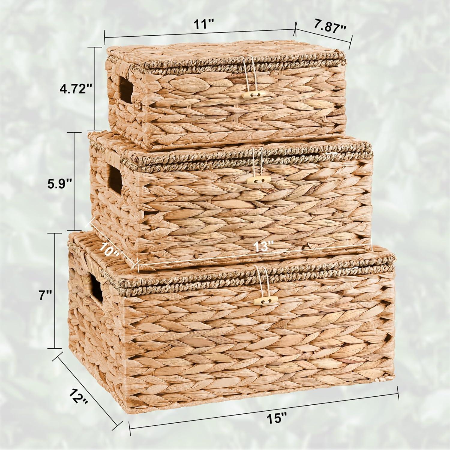 Cestas de Almacenamiento Ollieroo de Juncos Naturales - Juego de 3