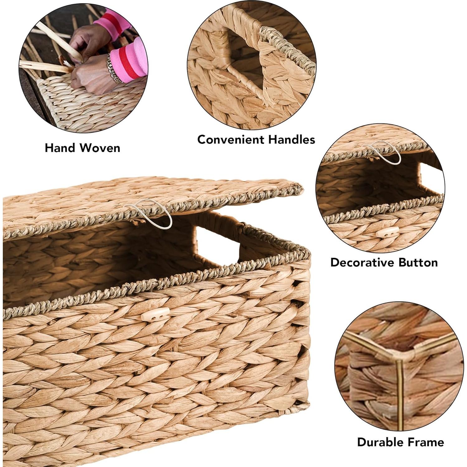 Cestas de Almacenamiento Ollieroo de Juncos Naturales - Juego de 3