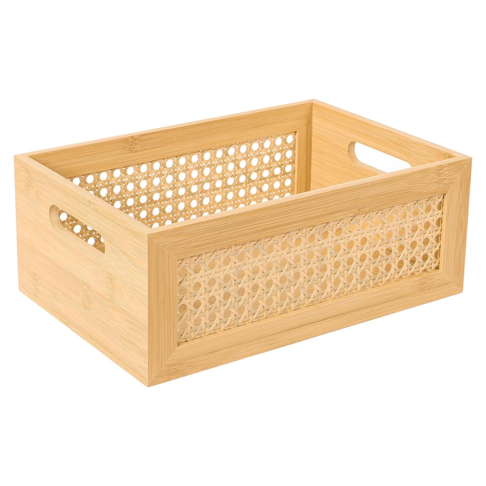 Cesta de Almacenamiento Grande LaMorée de Ratán y Bambú