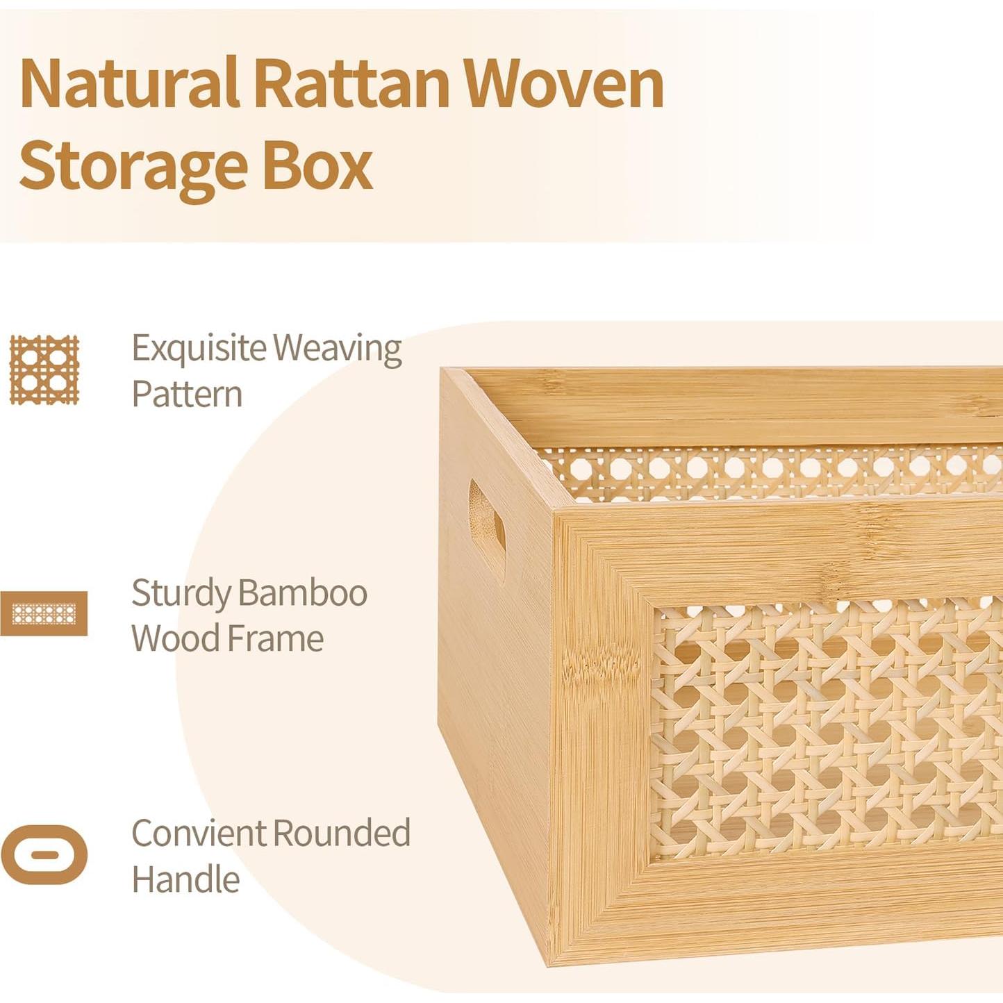 Cesta de Almacenamiento Grande LaMorée de Ratán y Bambú
