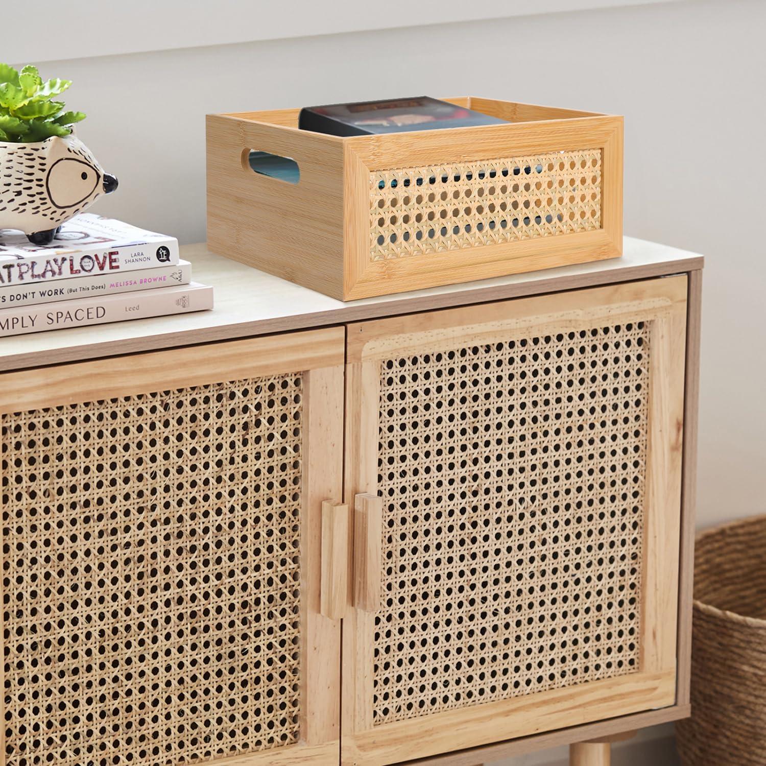 Cesta de Almacenamiento Grande LaMorée de Ratán y Bambú