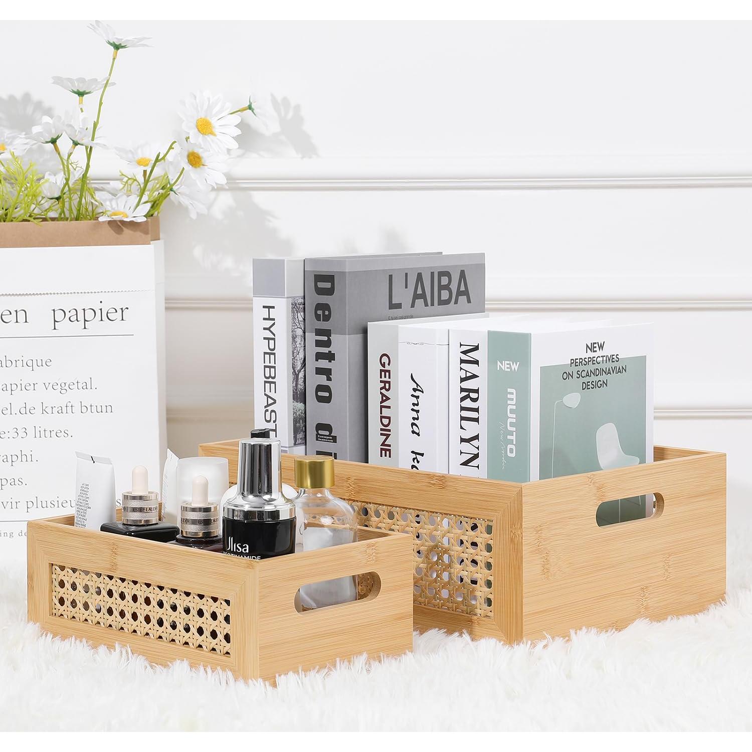 Cesta de Almacenamiento Grande LaMorée de Ratán y Bambú