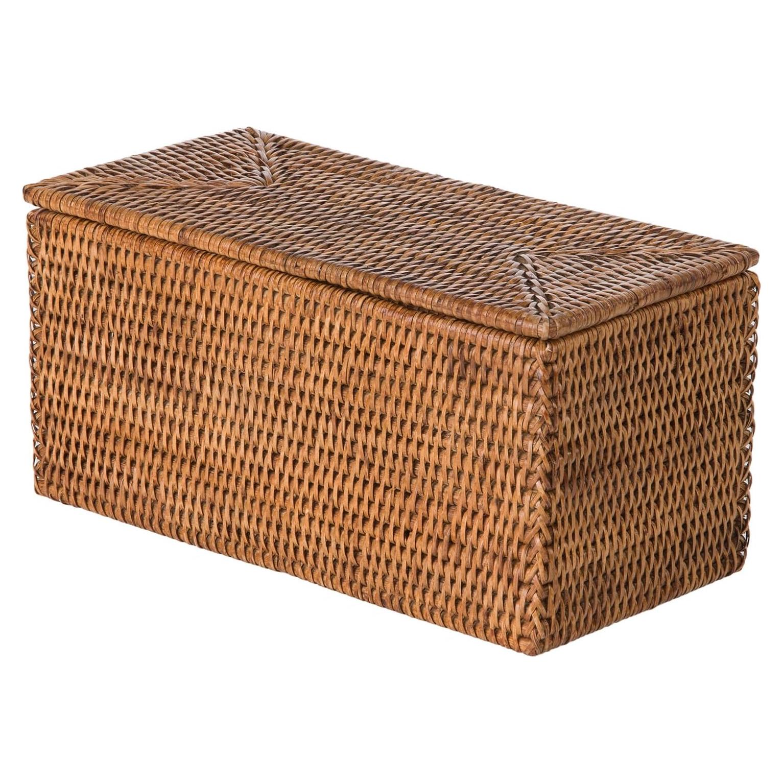 Caja de Almacenamiento Rectangular Kouboo de Ratan Miel 30.48cm