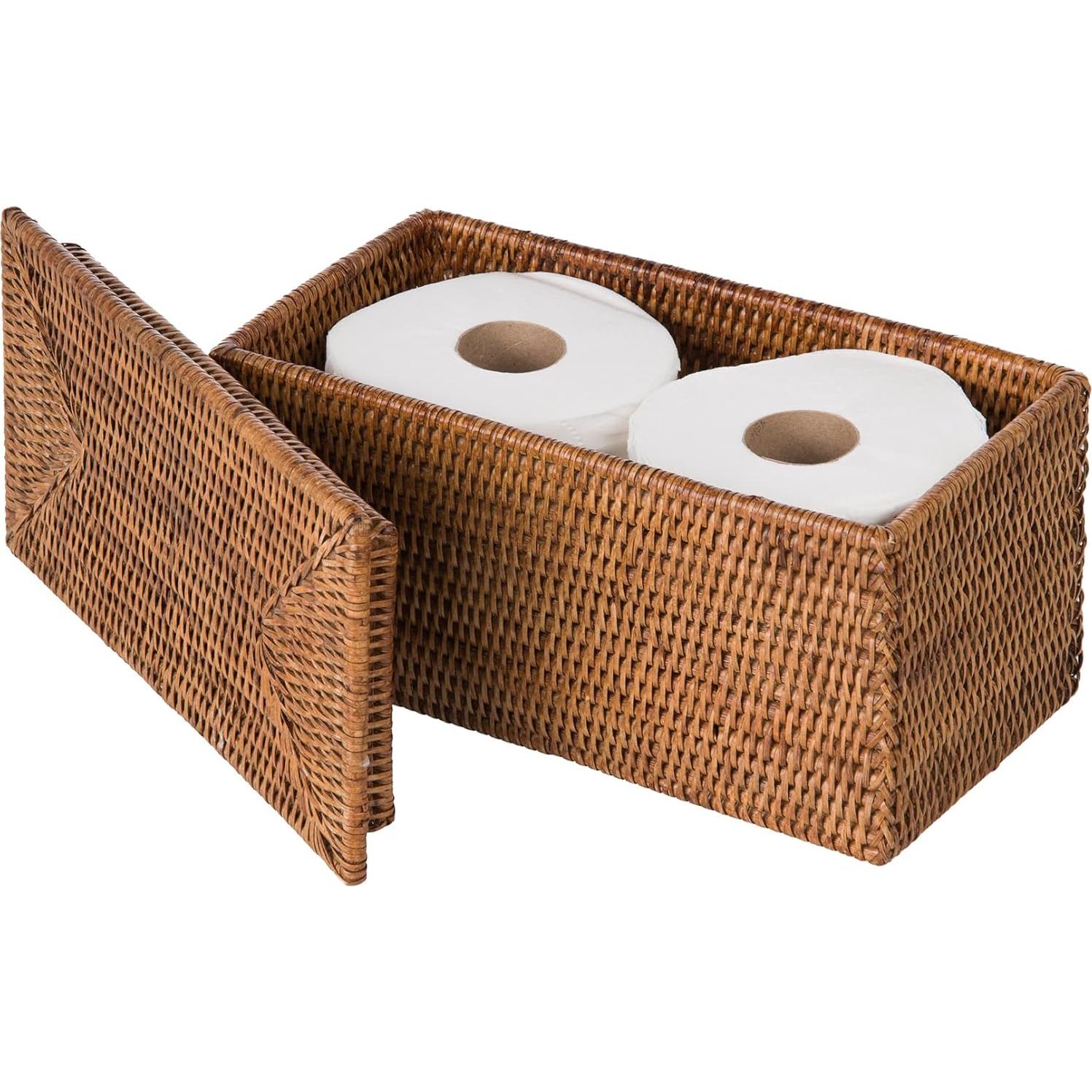 Caja de Almacenamiento Rectangular Kouboo de Ratan Miel 30.48cm